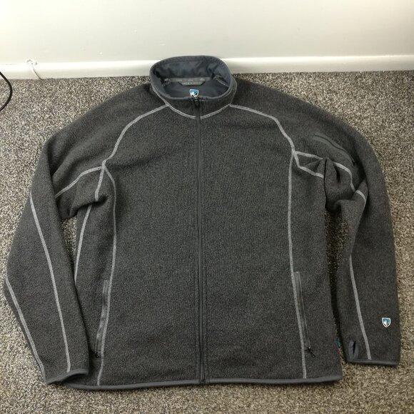 Kuhl Jacket Alfpaca Mens 2XL Fleece Gray Full Zip Thumb Holes - Picture 1 of 8